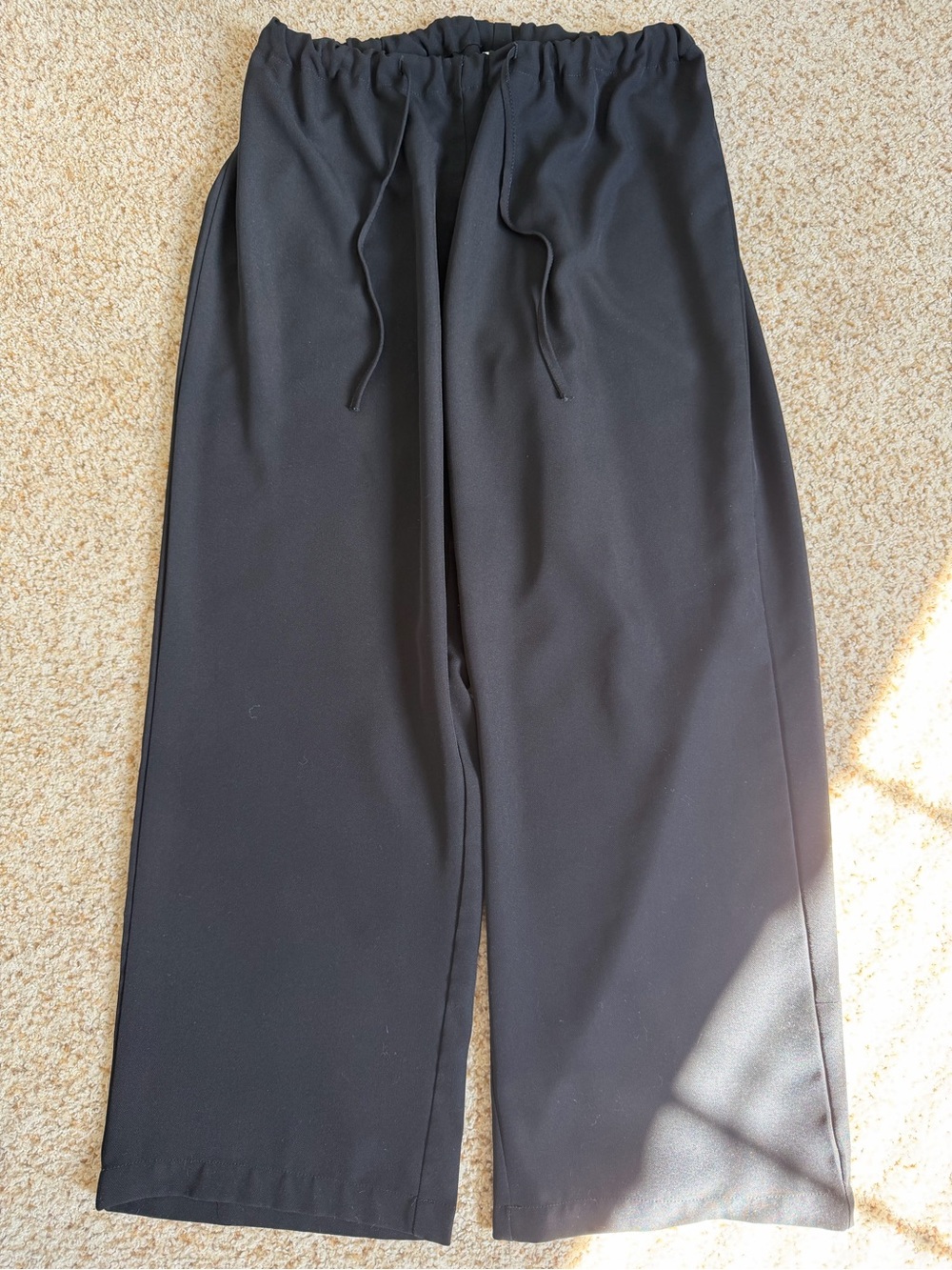 Wide-Leg Black Drawstring Women's Pants